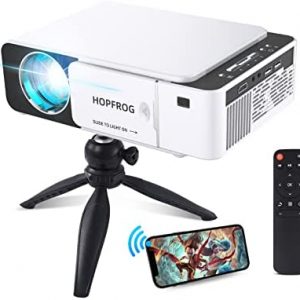 1080P Projector with WiFi Tripod Mount Bundle, Portable Phone Projecter, Proyector Portatil for Home Office Outdoor Video Projection