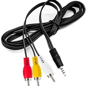 10FT 3.5mm to 3 RCA Male Plug to RCA Stereo Audio Video Male AUX Cable, 3.5mm to RCA Camcorder AV Video Output Cable 1/8″ TRRS to 3 RCA Male Cord