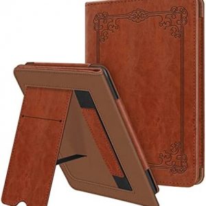 Fintie Stand Case for 6.8″ Kindle Paperwhite (11th Generation-2021) and Kindle Paperwhite Signature Edition – Premium PU Leather Sleeve Cover with Card Slot and Hand Strap, Vintage Brown