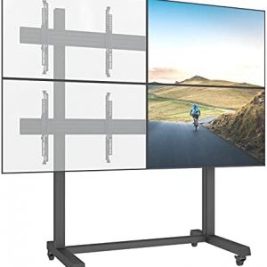 2×2 Rolling Video Wall Mount Cart Display with Micro Adjustment Arms Vesa Universal TV Television