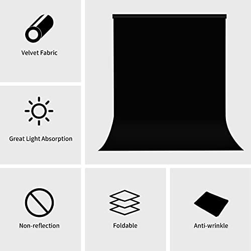 Meking 6.5 x 6.5 ft Portrait Photography Backdrop, Black Velvet Fabric Wrinkle Resistant Background for Television Photo Video Studio Product Shooting - Image 2