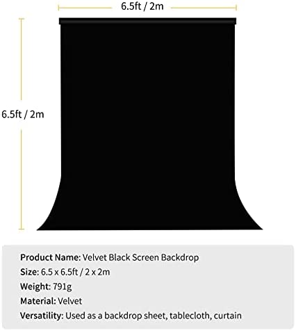 Meking 6.5 x 6.5 ft Portrait Photography Backdrop, Black Velvet Fabric Wrinkle Resistant Background for Television Photo Video Studio Product Shooting - Image 6