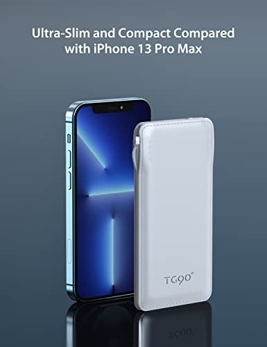 TG90 10000mah Power Bank External Battery Packs, Portable Charger with Built-in Lightning and Type-C Cable for Cell Phone Battery Backup, Portable Phone Charger Compatible with iPhone, Android Phones - Image 5
