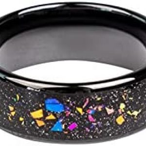 HECERE Waterproof Ceramic NFC Ring, NFC 215 Chip Universal for Mobile Phone, All-Round Sensing Technology Wearable Smart Ring, Colorful Fragments Ring for Men or Women (Colorful Fragments Ring 20mm)