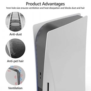 Dust Cover Net for PS5 Console, PS5 Heatsink Barrier Pets Hair Anti-dust Cover Dustproof for PlayStation 5 Optical Drive Version/Digital Version Game Console Accessories.(Black)