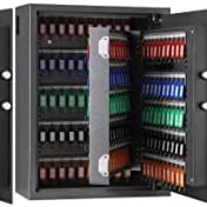 Tenamic Key Cabinet with 200 Positions, Steel Key Organizer with Removable Key Hooks and Key Tag Labels, Electronic Digital Key Holder Lock Box for School Office Hotel Bank, Grey