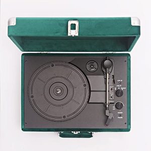 Arkrocket Curiosity Suitcase Bluetooth Turntable Vintage 3-Speed Record Player with Built-in Speakers Upgraded Turntable Audio Sound (Green Velvet)