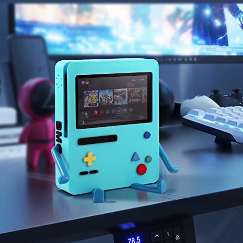 GRAPMKTG Charging Stand for Nintendo Switch OLED Accessories Portable Dock Compatible Cute Holder Playstand Video Game Room Decor Protector Gift Men Women Kids Boys Girls Adults Pink - Image 2