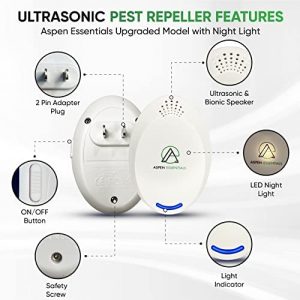 Aspen Essentials Ultrasonic Pest Repeller 4 Pack Electronic Plug in Indoor Pest Repellent | Pest Control for Home, Office, Warehouse and Hotel