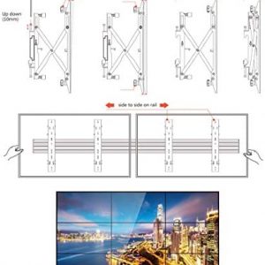 3×3 Video Wall Pop Out Mounting System Horizontal Rails Fixed Displays with with Micro Adjustment Arms Vesa Universal TV Television Monitors