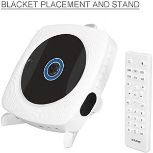 Bluetooth Portable CD Player with Speakers, Wall Mounted CD Player with FM Radio, USB Read, AUX Line, Placement Desktop or on Bracket, Remote Controllable, Compatible Formats, Wired Powered