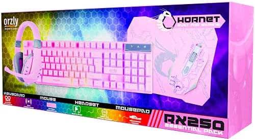 Pink Gaming Keyboard and Mouse Headset Headphones and Mouse pad, Wired LED RGB Backlight Bundle Pink PC Accessories for Gamers and Xbox and PS4 PS5 Nintendo Switch Users - 4in1 Edition Hornet RX-250 - Image 8