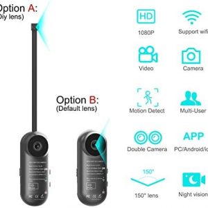 Hidden Spy Camera, 1080P WiFi Mini Camera Portable Wireless Security Cameras with 2 Lenses Motion Detection Night Vision Remote View for Home Surveillance Video Recorder Covert Nanny Cam(2021 Design)
