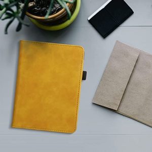 kwmobile Case Compatible with Amazon Kindle Paperwhite (11. Gen – 2021) – Cover Faux Nubuck Leather e-Reader Flip Case – Brown