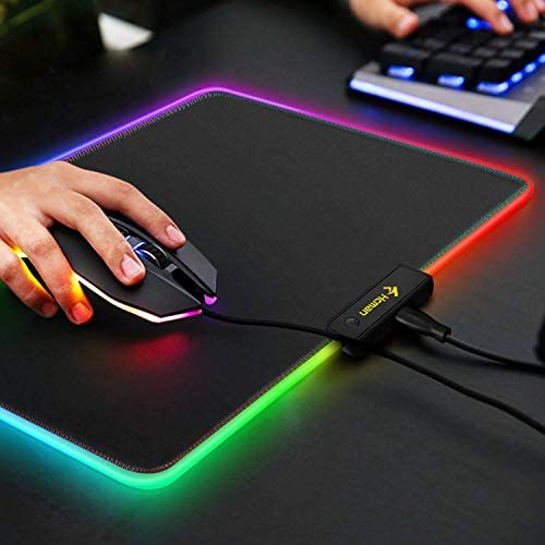 Hcman RGB Gaming Mouse Pad, Small Mousepad 340×245×3mm, PC Gaming Accessories LED Mouse Mat for Desk, Mouse Pads for Computer Gamer - Black - Image 6
