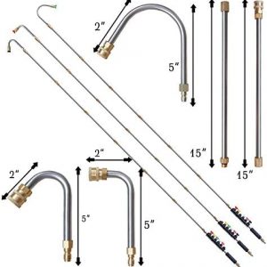 Xiny Tool Pressure Washer Extension Wand, 10 Pack Upgrade Power Washer Lance with 5 Atomization Nozzle Tips, 30°, 90°,1 Gutter Cleaner Attachment Curved Rod, 1/4″ Quick Connect, 4000 PSI