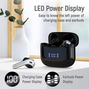 Bluetoth Headphones 50H Playback True Wireless Earbuds with Wireless Charging Case Waterproof Earphones in-Ear Headset with Microphone for Android iOS Laptop TV Gaming Computer Sport ZINGBIRD-VEAT00L
