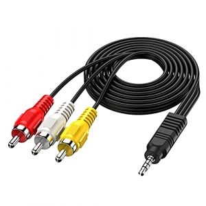 Eanetf 3.5mm to RCA Camcorder Handycam AV Audio Video Output Cable, 3.5mm 1/8″ TRRS to 3 RCA Male Plug AUX Cable Cord for TV,Smartphones,MP3, Tablets,Speakers,Home Theater – 5ft
