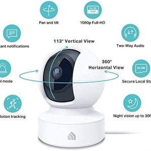 Kasa Indoor Pan/Tilt Smart Security Camera, 1080p HD Dog Camera 2.4GHz with Night Vision, Motion Detection for Baby and Pet Monitor, Cloud & SD Card Storage, Works with Alexa & Google Home (EC70)