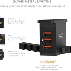 Headphone Stand with USB Charger COZOO Under Desk Headset Holder Mount with 3 Port USB Charging Station and iWatch Stand Smart Watch Charging Dock Dual Earphone Hanger Hook,UL Tested