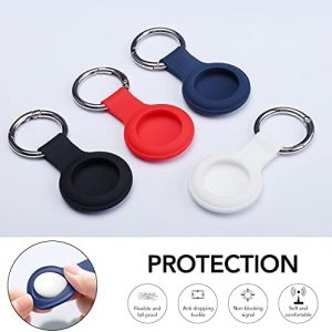 Compatible with AirTag Case Keychain Air Tag Case Holder Silicone AirTags Key Ring Cases Air Tags Key Chain Compatible with Apple AirTag GPS Item Finders Accessories 4 Pack