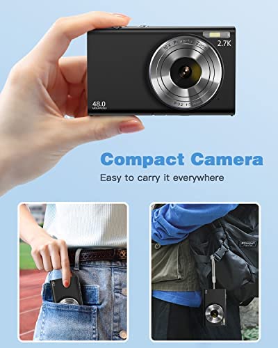 Digital Camera 2.7K 48MP Vlogging Camera, Auto Focus Digital Point and Shoot Camera with 32GB Memory Card,16X Zoom, Time Lapse Digital Cameras for 8-15 Years Kids Teenagers Students Boys Girls - Image 4
