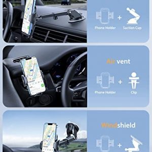 DesertWest Car Phone Holder Mount, [Military Grade] Cell Phone Holder for Car Dashboard Windshield Air Vent Compatible with iPhone 13 Pro Max 12 11 X XS XR 8 7, Samsung Galaxy S21 S20 S10+ All Phones