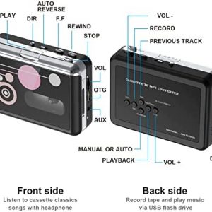 DIGITNOW Cassette Player, Portable USB Cassette to MP3 Converter, Walkman Audio Music Cassette Tape to Digital Converter Player with Earphones, No PC Required
