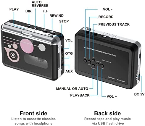 DIGITNOW Cassette Player, Portable USB Cassette to MP3 Converter, Walkman Audio Music Cassette Tape to Digital Converter Player with Earphones, No PC Required - Image 2