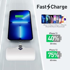 iWALK Portable Charger 4800mAh Power Bank Fast Charging and PD Input Small Docking Battery with LED Display Compatible with iPhone 14/14 Pro Max/13/13 Pro Max/12/12 Pro/11/XR/XS/X/8/7/6,White