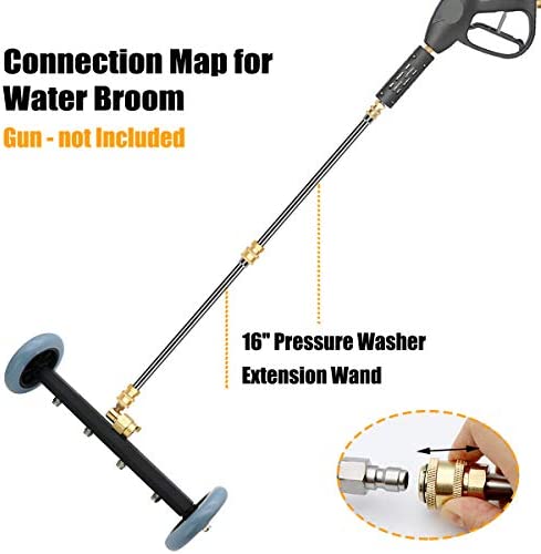 ZALALOVA Pressure Washer Undercarriage Cleaner, 16 Inch Power Washer Surface Cleaner Attachments, Under Car Wash Water Broom w/ 2 Pcs Extension Wand 1 Pc 60¡ã Angled Wand, 4000 PSI - Image 7