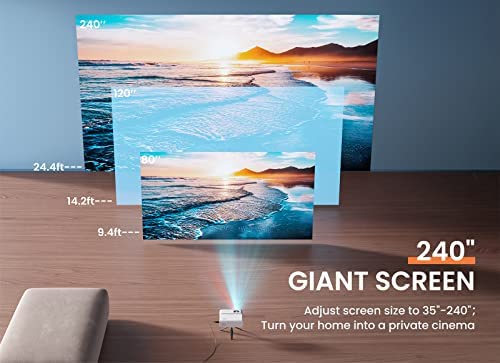 WiFi Mini Projector, ACROJOY 9000 Lumens Video Projector w/ Tripod, HD 1080P & 240" Display Supported, Portable Movie Outdoor Projector Compatible with TV Stick, HDMI, VGA, TF, AV, USB, iOS & Android… - Image 4