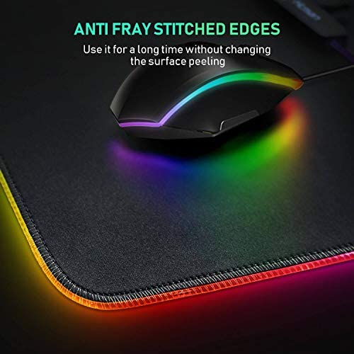 Hcman RGB Gaming Mouse Pad, Small Mousepad 340×245×3mm, PC Gaming Accessories LED Mouse Mat for Desk, Mouse Pads for Computer Gamer - Black - Image 5