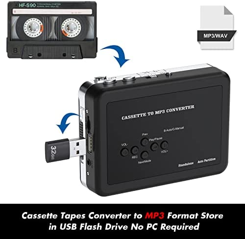 DIGITNOW Cassette Player, Portable USB Cassette to MP3 Converter, Walkman Audio Music Cassette Tape to Digital Converter Player with Earphones, No PC Required - Image 3