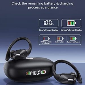 Bluetooth Headphones Wireless Earbuds with Wireless Charging Case 48hrs Playtime LED Digital Display Deep Bass Sound Earphones with Built in Mic and Over Earhooks Waterproof Headset for Sports Orancu