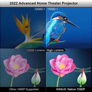 5G WiFi Bluetooth Projector, WiMiUS P60 420 ANSI LM 4K Supported Native 1080P Projector, 500″ Display 4P/4D Keystone, Bluetooth 5.1, 50% Zoom Portable Projector for Entertainment and Office 200000H