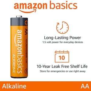 Amazon Basics 48 Pack AA High-Performance Alkaline Batteries, 10-Year Shelf Life, Easy to Open Value Pack