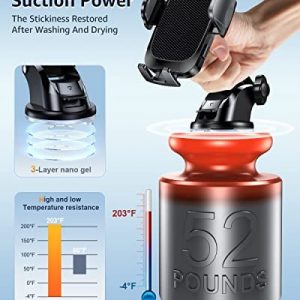 Humixx Car Phone Holder Mount [Military-Grade Super Suction & Stable] Universal Hands-Free Cell Phone Holder for Car Dashboard Windshield Air Vent Car Mount for iPhone Samsung All Smartphones & Cars