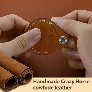 Air Tag GPS Case Compatible with Apple AirTags Holder Cases AirTag Case Keyring Genuine Crazy Horse Leather Air Tags Key Ring Compatible with Apple AirTag GPS Item Finders Accessories