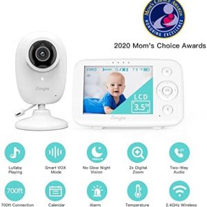 Simyke Video Baby Monitor with Cameras and Audio,3.5″ LCD Baby Monitor with 2 Way Talk ,Night Vision,2X Zoomin Temperature Detect VOX Auto Lullaby Baby Monitoring for Baby Room & Gifts