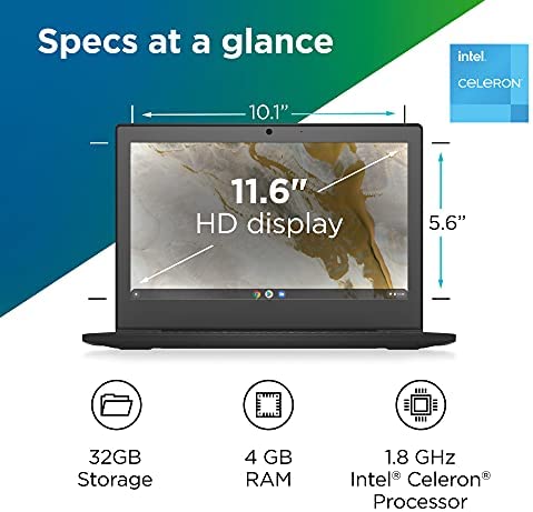 Lenovo IdeaPad 3 11 Chromebook Laptop, 11.6" HD Display, Intel Celeron N4020, 4GB RAM, 64GB Storage, Intel UHD Graphics 600, Chrome OS, Onyx Black - Image 6