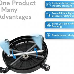 EDOU 15-Inch Pressure Washer Surface Cleaner – Power Washer Accessory with wheels – 2 Extension Wand Attachments – Ideal for Cleaning Driveways, Sidewalks, Patios – 4000 PSI Max Pressure (Black)