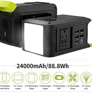 MARBERO 88Wh Portable Power Station 24000mAh Camping Solar Generator(Solar Panel Not Included) Lithium Battery Power 110V/80W AC, DC, USB QC3.0, LED Flashlight for CPAP Home Camping Emergency Backup