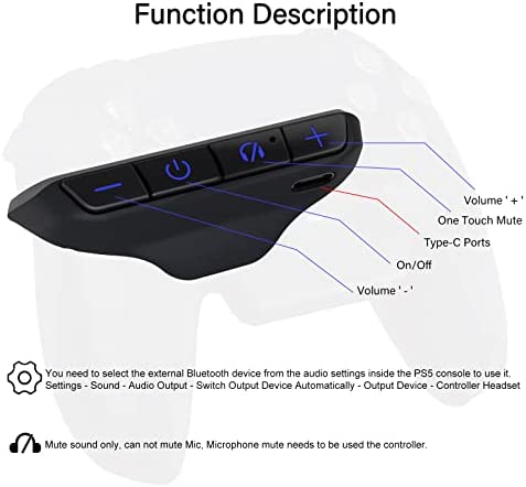 Neckband Speaker PS5 Bluetooth Adapter Accessories Set, BT5.1 Low Latency Wireless Audio Transmitter & Neck Wearable Speaker 3D Stereo Sound Headphone for PS5 Controller,Support FM Radio/Micro SD Card - Image 7