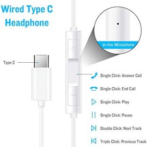 TITACUTE USB C Headphones Digital USB Type C Earphones Noise Isolation Wired Earbuds in Ear Headphone with Microphone for Samsung S20 FE S21 S22 Ultra Galaxy Z Flip 4 3 Note 20 A53 OnePlus Pixel 6 Pro