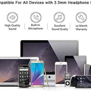 2 Pack 3.5mm Wired Headphone Plug, in-Ear Earphones, Earbuds Noise Isolating with Built-in Microphone & Volume Control Compatible with iPhone 6s 6 Plus 5s 5 iPad iPod MP3 MP4 Samsung Android Laptop