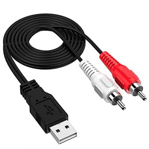 CHENGGUO USB 2 0 Male to 2 RCA Male Audio Converter Adapter Cable Computer to Mixer PC to Round System 5FT Cord Black