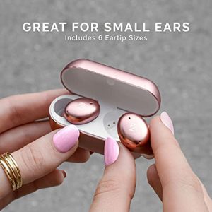 Tempo 30 Rose Gold Wireless Earbuds for Small Ears Women, Cute Pink Bluetooth Bass Boost Earphones Small Ear Canals, IPX7 Sweatproof, 32-Hour Long Battery, Loud in Ear Headphones Gift for Women