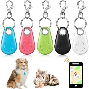 5 Pieces Key Finder Item Locator with 5 Pieces GPS Keychains Bluetooth Tracker Anti-Lost Tag Alarm Reminder Selfie Shutter Control for Kids Pets Keychain for Smartphone
