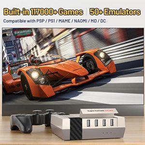 Kinhank Super Console X Cube Retro Game Console with 110000+ Classic Games, Video Game Console Compatible with PSP/PS1/DC/MAME, etc, Support 4K HD/AV Output, with 2 Wireless Game Controllers(256G)